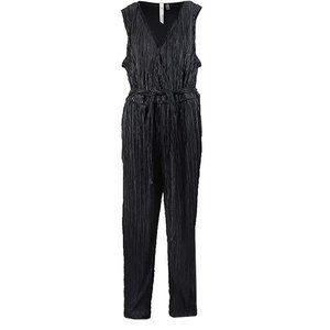Black Sleeveless Surplice Wide Leg Belted Jumpsuit